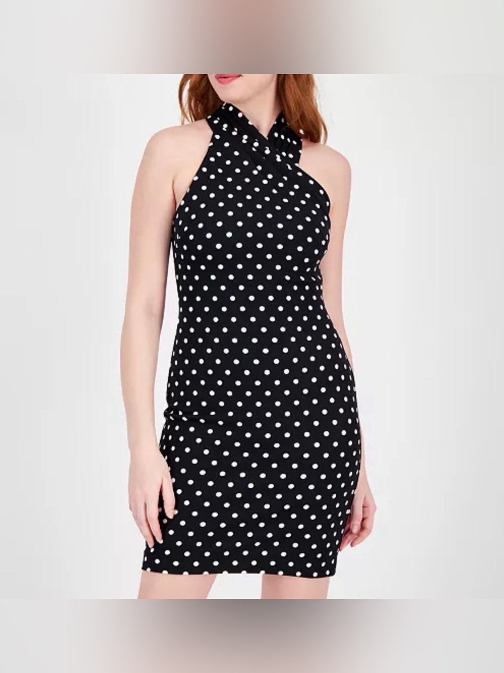 Rachel by Rachel Roy Polka Dot Harland Printed Halter Dress Black White L Lined